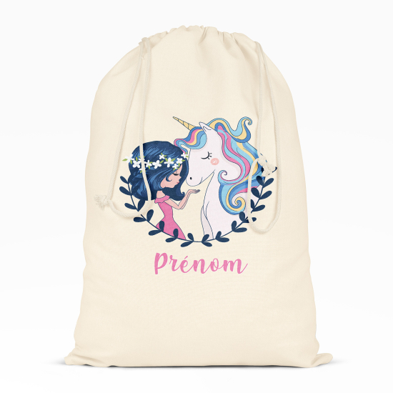 Bolsa de hilo personalizada - Chica y unicornio