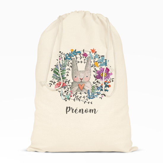 Bolsa de hilo personalizada - Conejo flores
