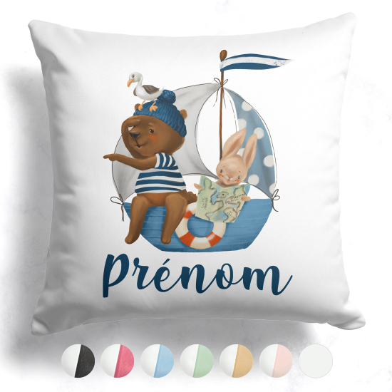 CojÃn bicolor personalizado - Animales en barco