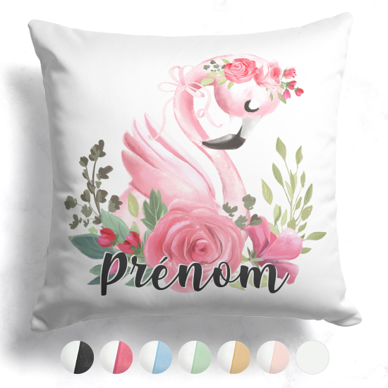 CojÃn bicolor personalizado - Flamenco rosa flores