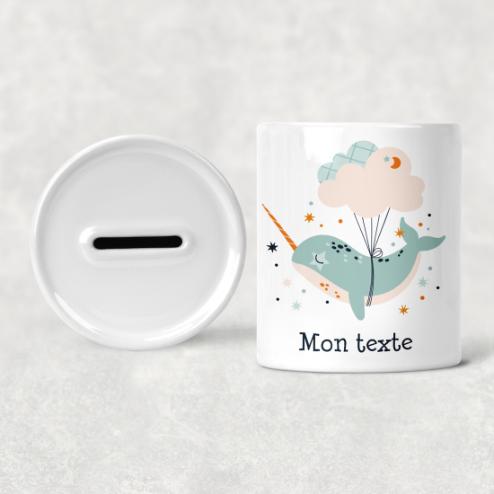 Hucha para niños personalizada - Infantil - Ballena Nubes