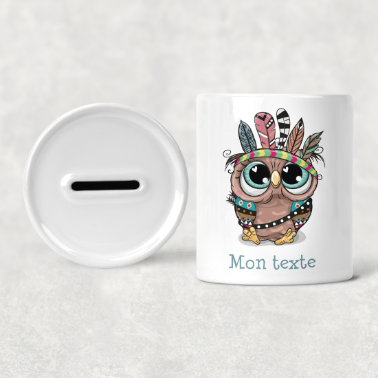 Hucha para niños personalizada - Infantil - Búho Indio