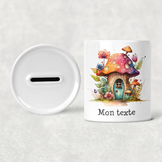 Hucha para niños personalizada - Infantil - Casa hongo