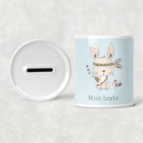 Hucha para niños personalizada - Infantil - Conejo Indio