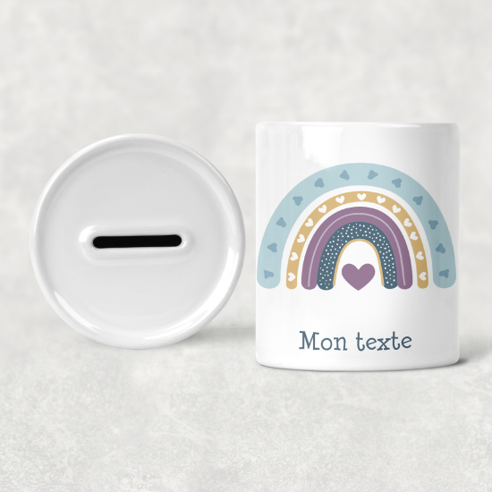 Hucha para niños personalizada - Infantil - Corazón arcoÃris