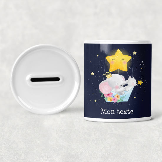 Hucha para niños personalizada - Infantil - Elefante Columpio