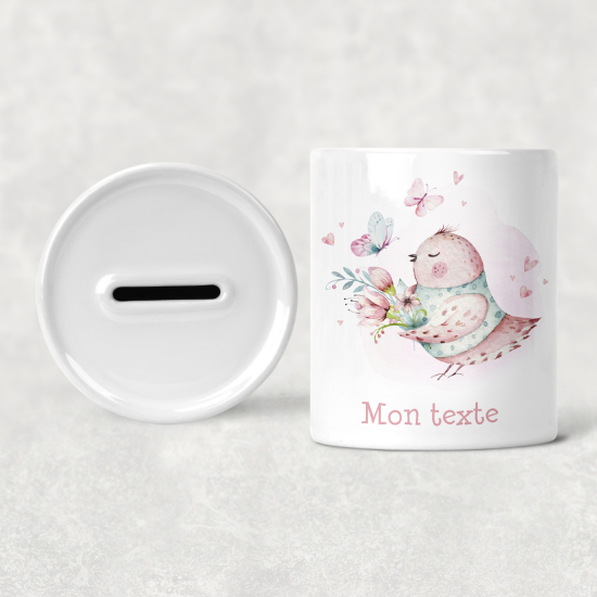 Hucha para niños personalizada - Infantil - Flores Pájaro