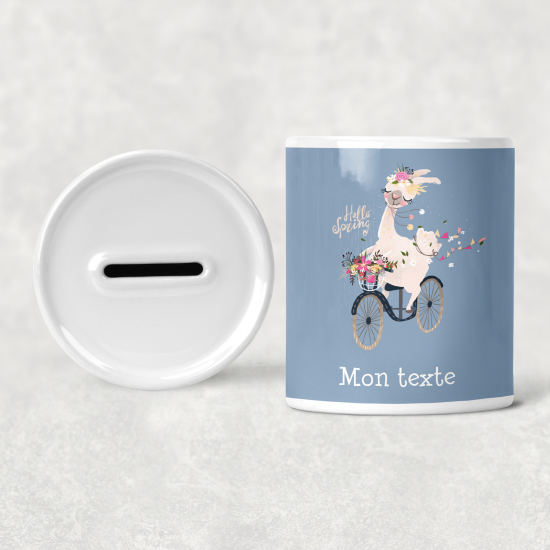 Hucha para niños personalizada - Infantil - Lama en Bicicleta