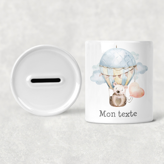 Hucha para niños personalizada - Infantil - Osito en Globo Aerostático