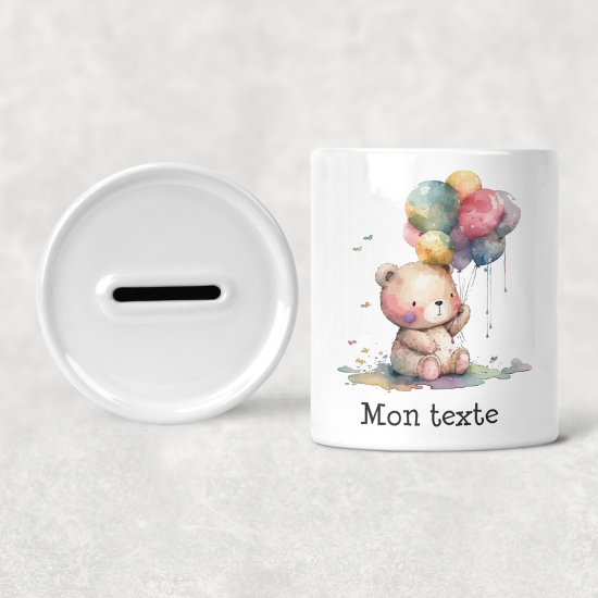 Hucha para niños personalizada - Infantil - Osito globos