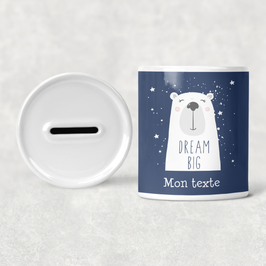 Hucha para niños personalizada - Infantil - Oso Blanco