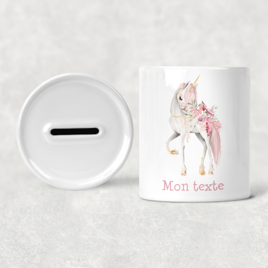 Hucha para niños personalizada - Infantil - Unicornio Flores