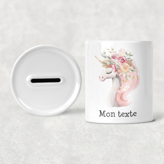 Hucha para niños personalizada - Infantil - Unicornio Flores