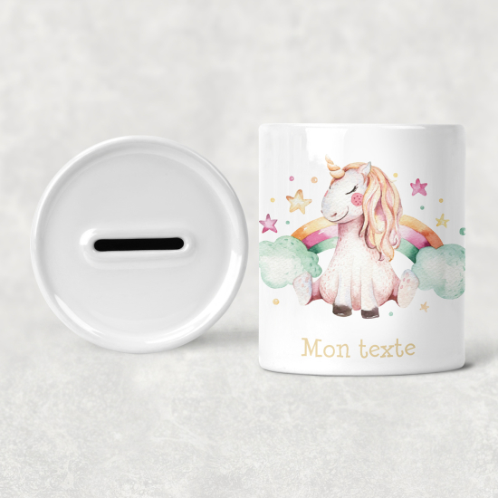 Hucha para niños personalizada - Infantil - Unicornio Nubes