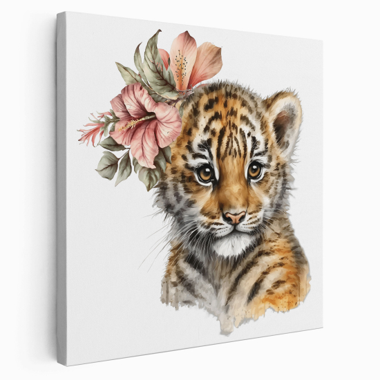 Lienzo cuadrado para niños - Infantil - Tigreau Flores