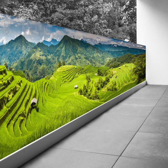 Pantalla de privacidad para balcón - 120x450 cm - Terrazas de arrozales de Mu Cang Chai