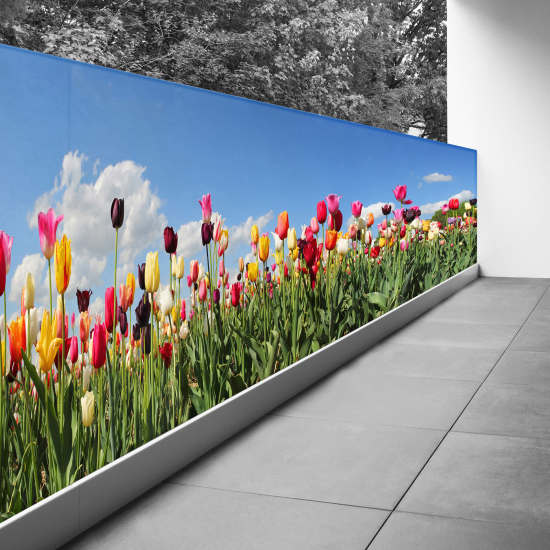 Pantalla de privacidad para balcón - 130x422 cm - Tulipanes