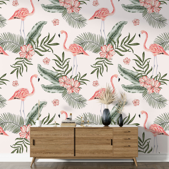 Papel pintado con motivos XL - Flamencos Rosados