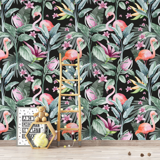 Papel pintado con motivos XL para niños - infantil - Flamencos Rosados