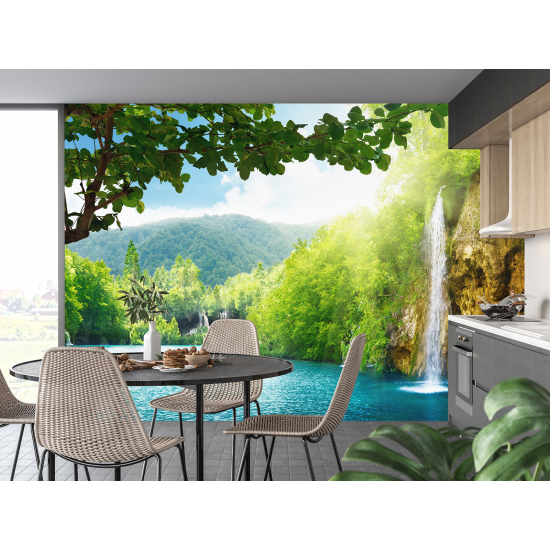 Papel pintado panorámico - Cascadas