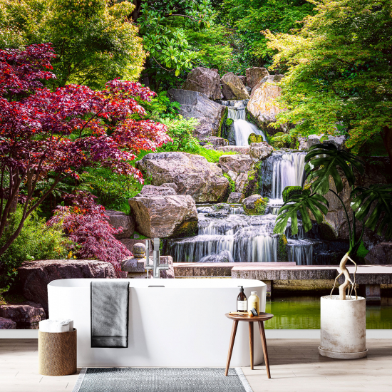 Papel pintado panorámico - Cascadas Bosque