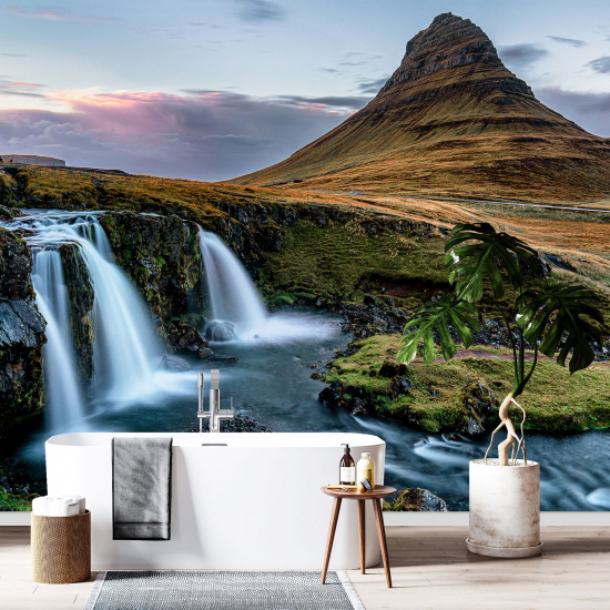 Papel pintado panorámico - Cascadas Kirkjufell Islandia