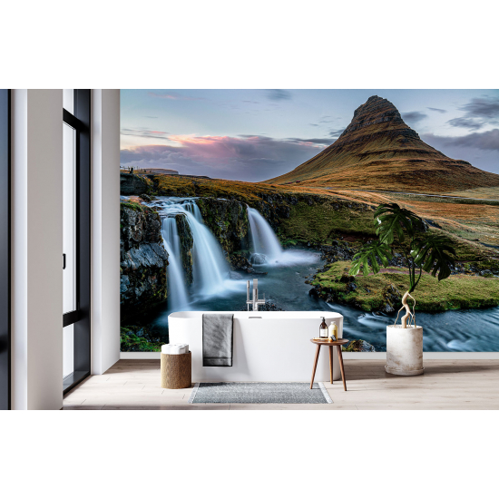 Papel pintado panorámico - Cascadas Kirkjufell Islandia