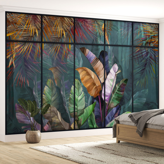 Papel pintado panorámico trampantojo - Plantas tropicales