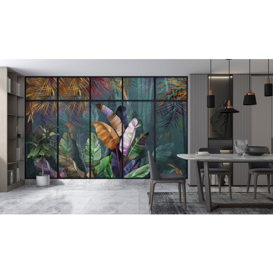 Papel pintado panorámico trampantojo - Plantas tropicales