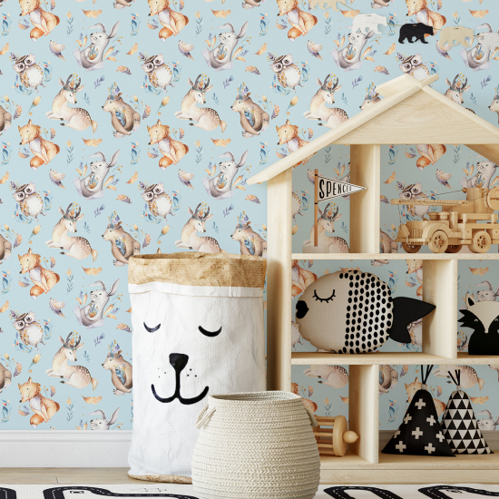 Papel pintado para niños - infantil - Animales del Bosque