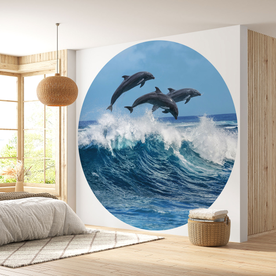 Papel pintado redondo - Delfines