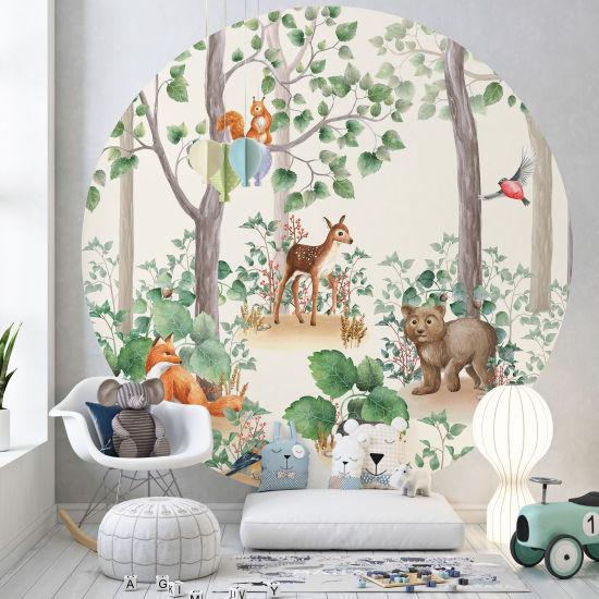 Papel pintado redondo para niños - Infantil - Animales