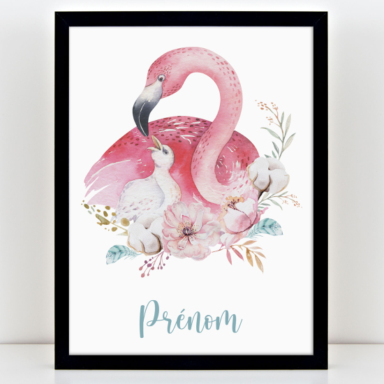 Póster infantil personalizado - Flamencos rosas