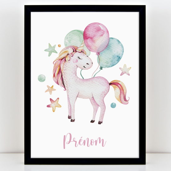 Póster infantil personalizado - Globo de unicornio