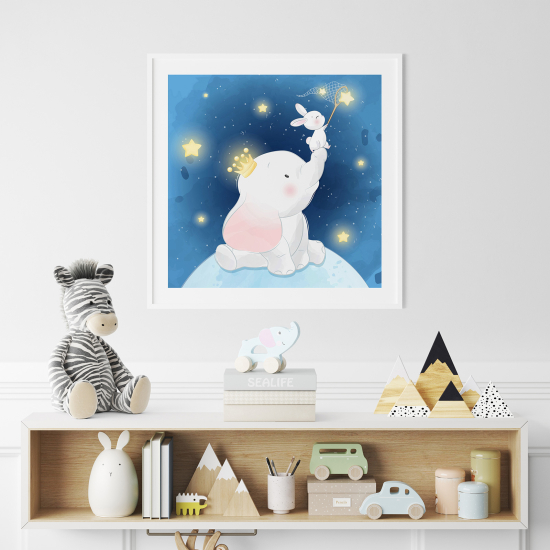 Póster para niños - Infantil - Elefante Estrellas