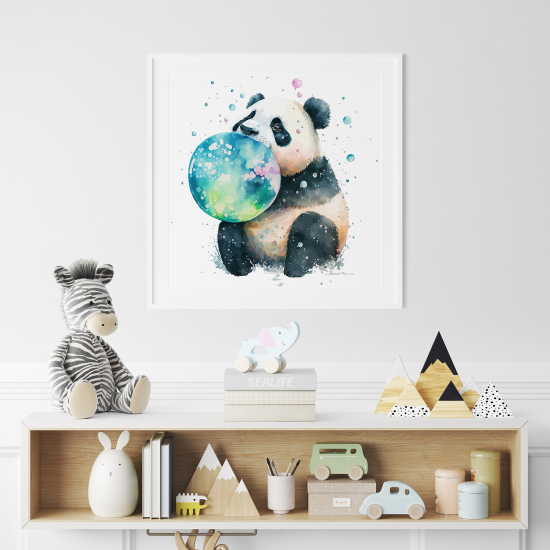 Póster para niños - Infantil - Panda burbuja colorido