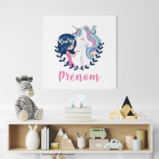 Póster para niños - Infantil personalizado - Chica Unicornio