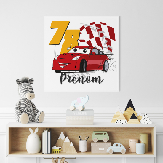 Póster para niños - Infantil personalizado - Coche de carreras
