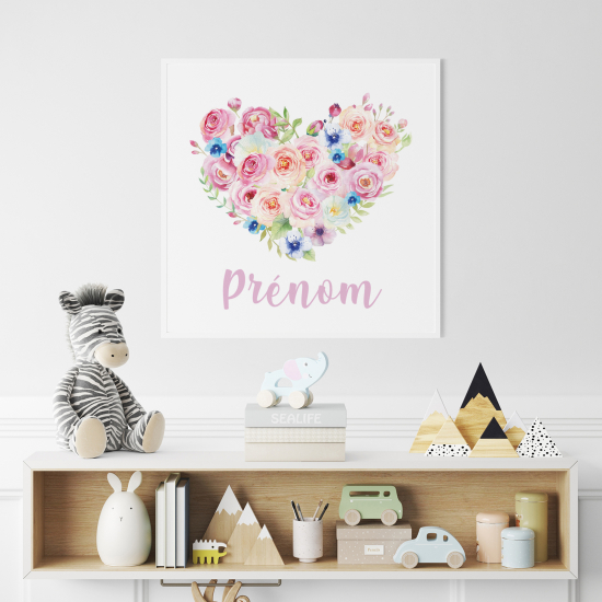 Póster para niños - Infantil personalizado - Ramo en forma de Corazón