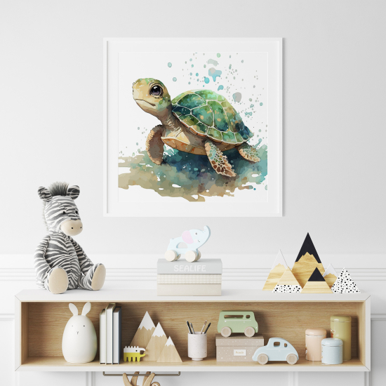 Póster para niños - Infantil - Tortuga colorida