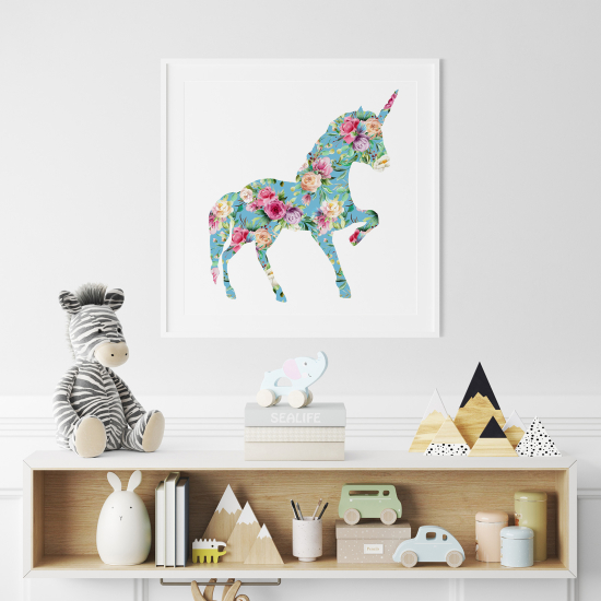 Póster para niños - Infantil - Unicornio Floral