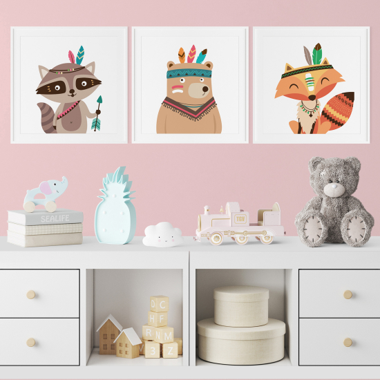 Pósters trÃpticos para niños - Infantil personalizado - Animales Indios