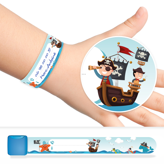 Pulsera de identificacion para niños - piratas