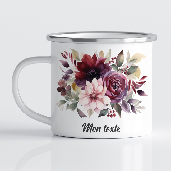 Taza esmaltada personalizada - Flores