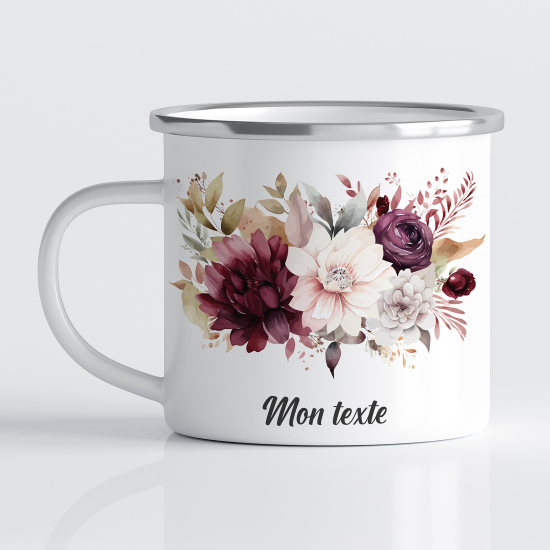 Taza esmaltada personalizada - Flores
