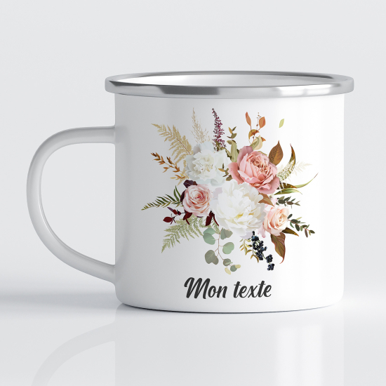 Taza esmaltada personalizada - Flores