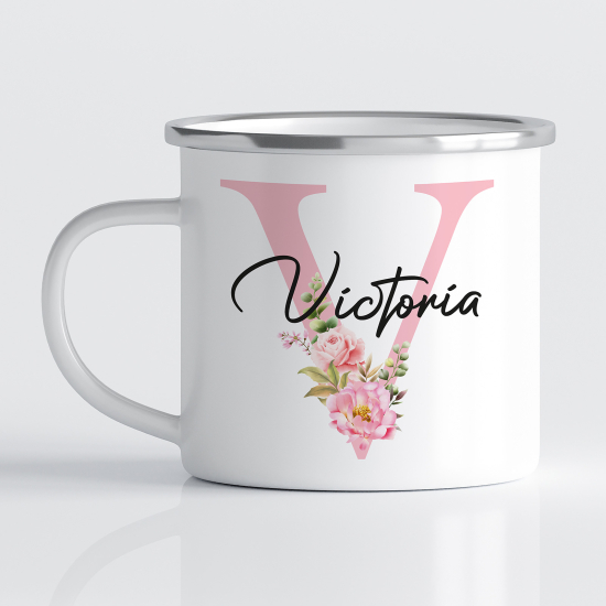 Taza esmaltada personalizada - Letra V