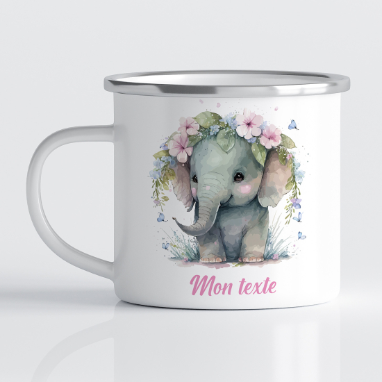 Taza esmaltada personalizada para niños - Infantil - Elefante