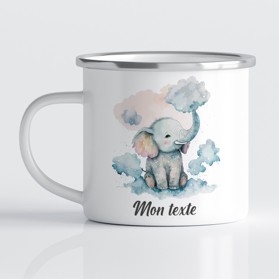 Taza esmaltada personalizada para niños - Infantil - Elefante