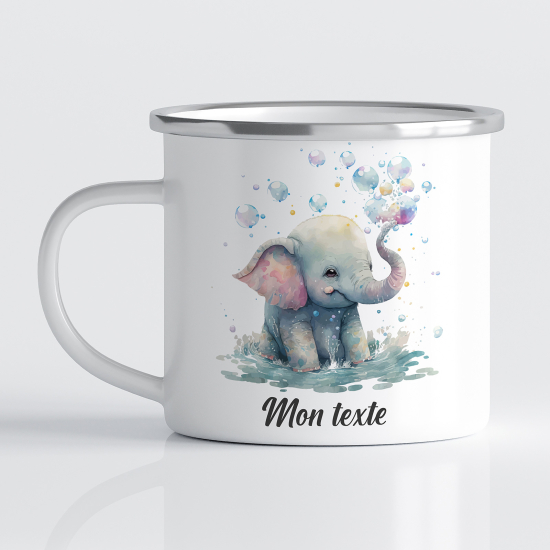 Taza esmaltada personalizada para niños - Infantil - Elefante